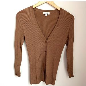 L’agence Brown Ribbed Cardigan Size L